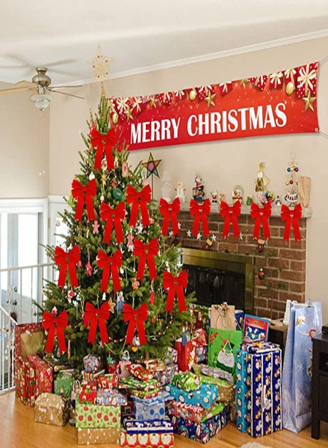 Meseey 12 Pcs Red Velvet Ribbon Bow Christmas Wreath Bows for Garland Gift Wrapping Indoor Outdoor Christmas Parties Decorations (Red, 12) - Image 3